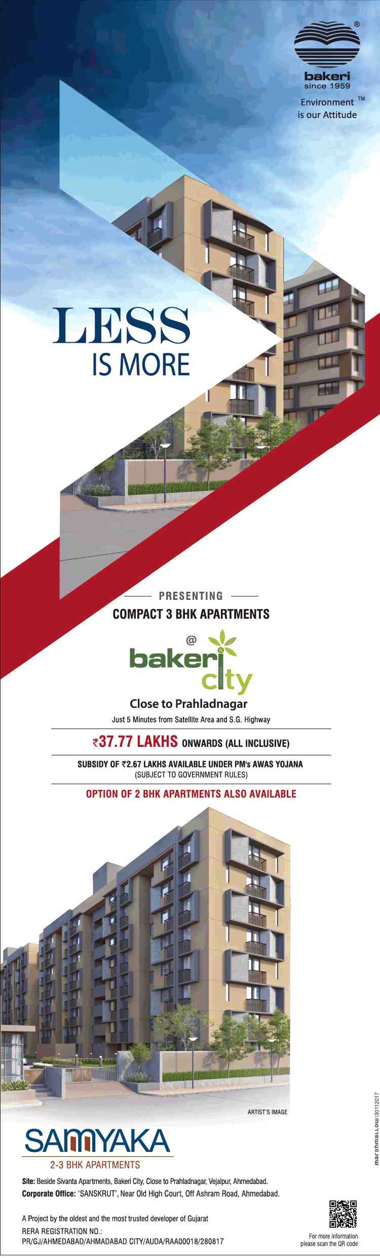 Bakeri Samyaka presenting compact 3 BHK apartments in Ahmedabad